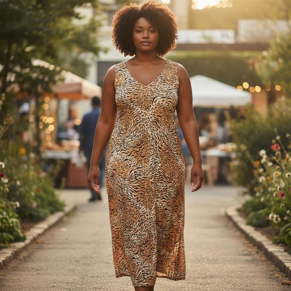 Halmode‎ Plus Women's Sleeveless Animal Print Maxi Dress 20W